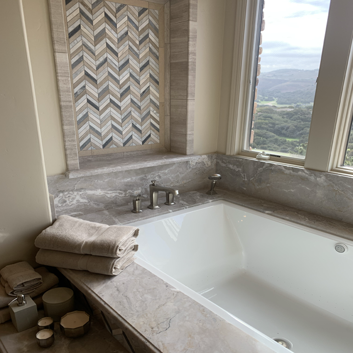 Tub with tile